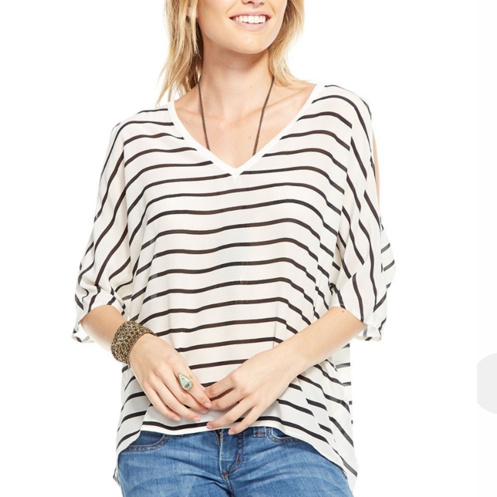 CHASER SILK COLD SHOULDER V-NECK OVERSIZED DOLMAN